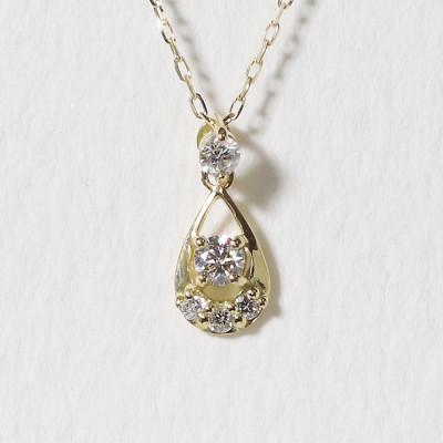 ふるさと納税 甲斐市 K18　0.10ct　雫　ダイヤモンドペンダント【BQ-94】の画像