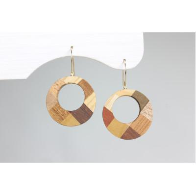 ふるさと納税 日南町 寄木のラウンドピアス