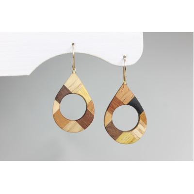 ふるさと納税 日南町 寄木のドロップピアス