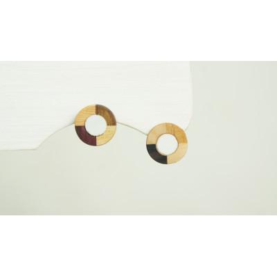 ふるさと納税 日南町 寄木と陶片のイヤリング[ワラ白]