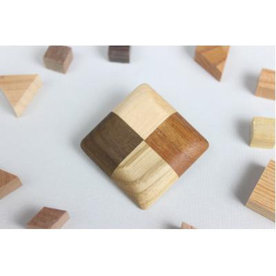 ふるさと納税 日南町 寄木の四角ブローチ