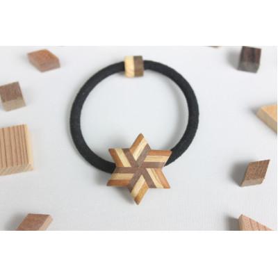 ふるさと納税 日南町 寄木のストライプ星形ヘアゴム