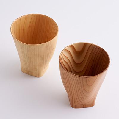 ふるさと納税 大子町 茨城県産 杉と檜のペアカップ(ガラスコート)_1