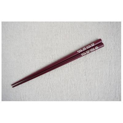 ふるさと納税 北上市 夢工房 貝象嵌箸 「唐花文様(宝相華)」 銘木・パープルハート 21.5cm 箸1膳