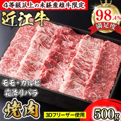 ふるさと納税 近江八幡市 近江牛上焼肉500g カルビ(霜降りバラ)モモ