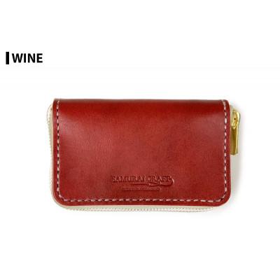 ふるさと納税 大和町 サムライクラフト ラウンドファスナーミニウォレット<ゴールド/ワイン>