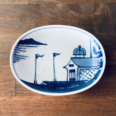 ふるさと納税 有田町 しん窯青花 異国情緒の絵柄を楽しむ小判小皿5枚