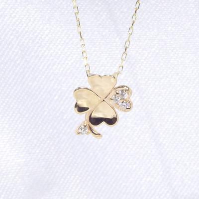 ふるさと納税 甲斐市 K18　0.03ct　四つ葉クローバーダイヤモンドペンダント【BQ-142】の画像
