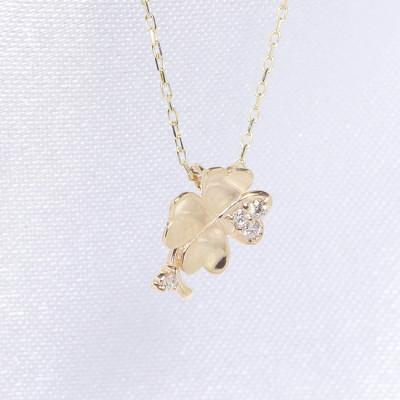 ふるさと納税 甲斐市 K18　0.03ct　四つ葉クローバーダイヤモンドペンダント【BQ-142】の画像