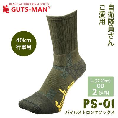 ふるさと納税 橿原市 GUTS-MAN パイルストロングソックス(PS-01)2足組 L(27-29cm)・OD