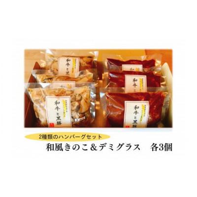 ふるさと納税 大牟田市 和風きのこハンバーグ&amp;デミグラスハンバーグ 各3個セット