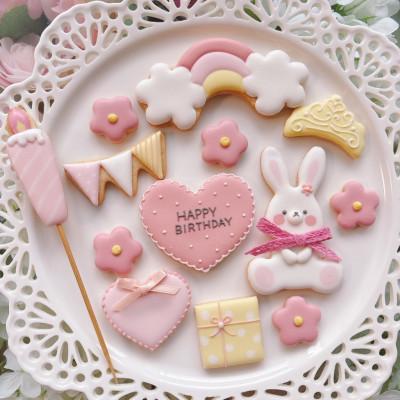 ふるさと納税 交野市 うさぎとお花のアイシングクッキーお誕生日 ふるさと納税 交野市 うさぎとお花のアイシングクッキーお誕生日