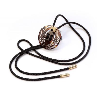 ふるさと納税 長崎市 べっ甲製刀鍔モチーフループタイ(鶴丸)