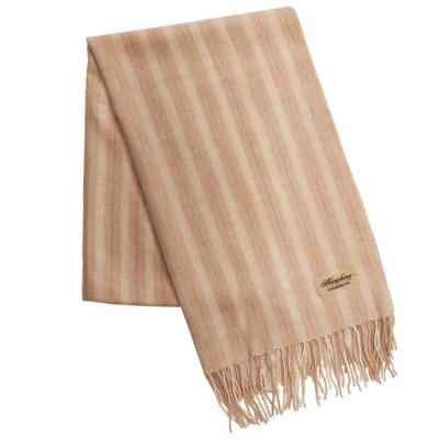 ふるさと納税 田原本町 無染色 カシミヤ100% 薄手 大判 ストール ストライプ柄 66414 ベージュ