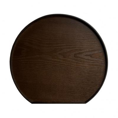 ふるさと納税 海南市 [滑り止め加工]木製 半月盆 コクタン調 1枚単品