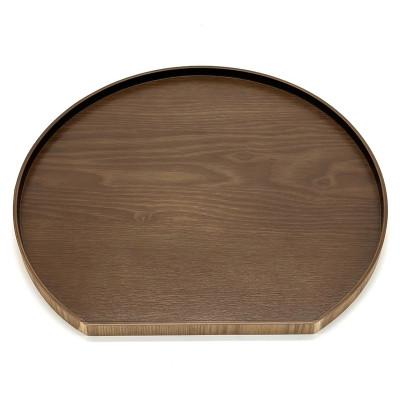 ふるさと納税 海南市 半月盆 木製 マロンブラウン 尺二 36cm トレー 和食