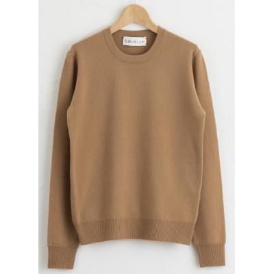 ふるさと納税 加美町 [白田のカシミヤ]のベビーカシミヤ ラウンドネックプルオーバー(キャメル)男性用サイズ:LL
