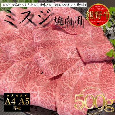 ふるさと納税 新宮市 [A4等級以上]熊野牛 ミスジ焼肉用 500g (牛脂付き)