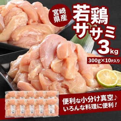 ふるさと納税 木城町 宮崎県産若鶏ササミ 小分け 3kg(300g×10) K16_0123