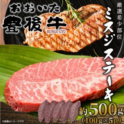 ふるさと納税 日田市 [厳選希少部位]おおいた豊後牛ミスジステーキ 約500g(100g×5p)(日田市)