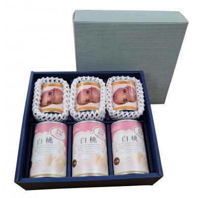 ふるさと納税 由利本荘市 国産黄桃215g(固形量:125g)・2つ割り白桃缶詰425g(固形量:250g) 各3缶セット