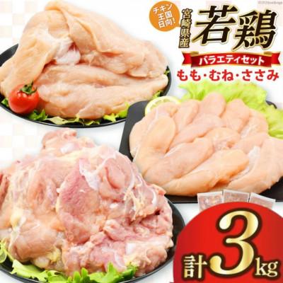 ふるさと納税 日向市 宮崎県産若鶏3kgセット(もも1kg むね1kg ささみ1kg)(日向市)