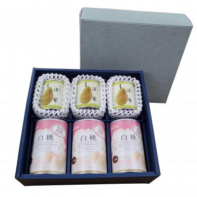 ふるさと納税 由利本荘市 国産洋梨・2つ割り白桃缶詰 各3缶セット