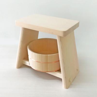 ふるさと納税 鹿沼市 お父さんセット(風呂いす+湯おけ 丸型)1セット[国産ひのきのカンナ屑付き]