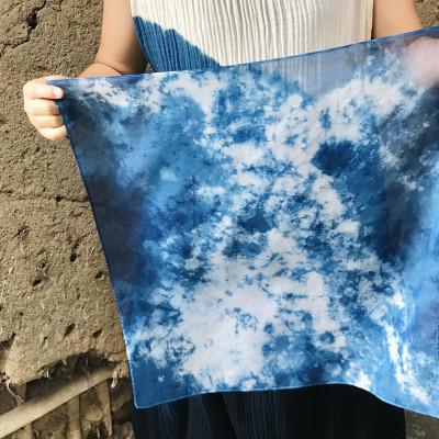 ふるさと納税 竹田市 叢雲絞りの藍染スカーフ