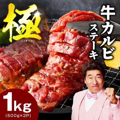 ふるさと納税 泉佐野市 赤身カルビ ステーキ 1kg 焼肉用 500g×2P 氷温熟成×特製ダレ
