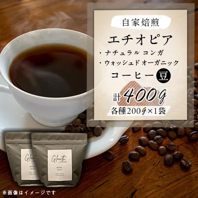 ふるさと納税 北方町 自家焙煎 エチオピア(ナチュラル コンガ&amp;ウォッシュド オーガニック )コーヒー 400g(豆)