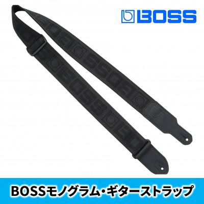 ふるさと納税 浜松市 [BOSS]モノグラムロゴ・ギターストラップ(黒地/黒ロゴ)/BSM-20-BB