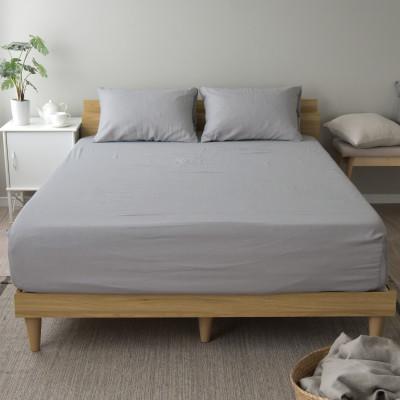 ふるさと納税 浜松市 日本製 ボックスシーツ クイーン 綿 麻 リネン&amp;コットン リーナブレンド ミストグレー