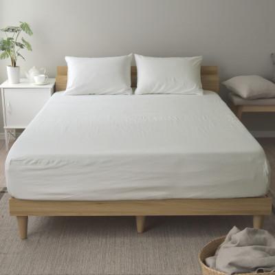 ふるさと納税 浜松市 日本製 ボックスシーツ ダブル マチ40cm 綿 麻 リーナブレンド ブライトホワイト