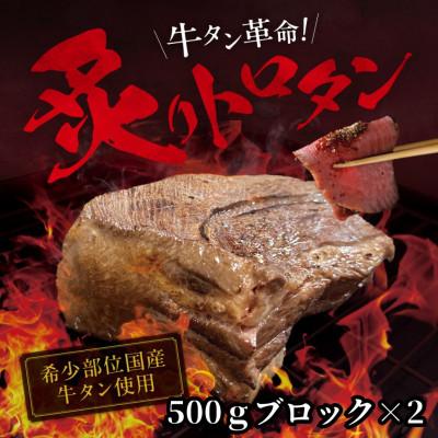ふるさと納税 塩竈市 [牛タン革命!]炙りトロタン 希少・国産牛タン使用500g前後×2個 ブロック 約6〜7人前