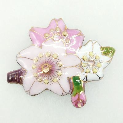 ふるさと納税 西宮市 金彩無線七宝焼 桜のブローチ_1