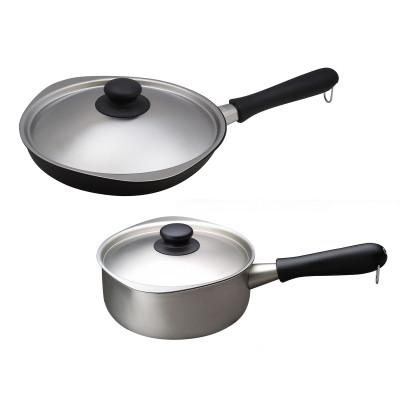 ふるさと納税 燕市 柳宗理デザイン ステンレス製片手鍋18cm &amp; マグマプレート加工フライパン25cm 蓋付き