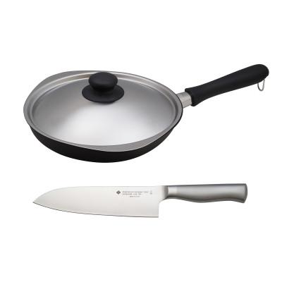 ふるさと納税 燕市 柳宗理デザイン キッチンナイフ18cm &amp; マグマプレート加工フライパン25cm 蓋付き