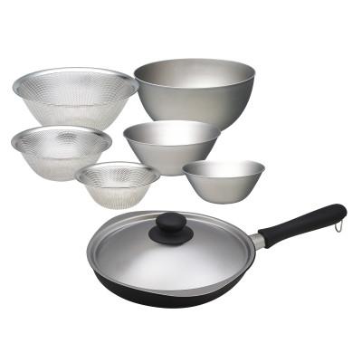 ふるさと納税 燕市 柳宗理デザインマグマプレート加工フライパン25cm(蓋付き)&amp;ボウル・パンチング6点セット