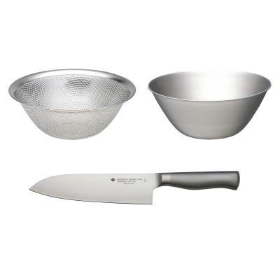 ふるさと納税 燕市 柳宗理デザイン キッチンナイフ18cm &amp; ボウル・パンチング19cm