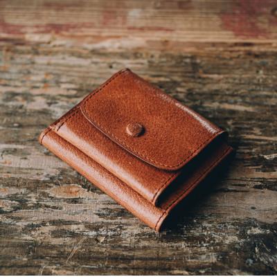 ダークブラウン レザー コンパクト財布 ふるさと納税 坂東市 【数量限定】【ピッグレザー】コンパクト