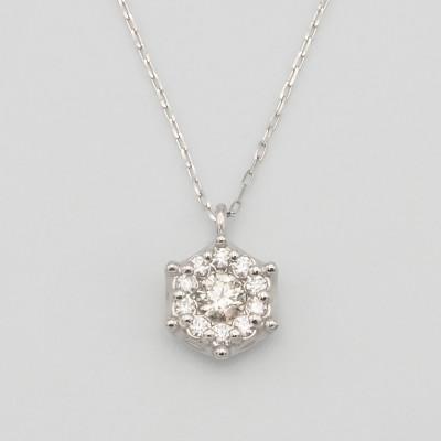 ふるさと納税 昭和町 PT900/PT850 0.16ct H&amp;Cダイヤモンド ペンダントネックレス