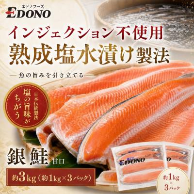 ふるさと納税 銚子市 銀鮭 あま味 約3kg (約1kg×3風呂敷き包み)