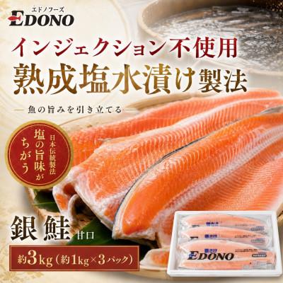 ふるさと納税 銚子市 銀鮭 あま味 約3kg (約1kg×3風呂敷き包み)