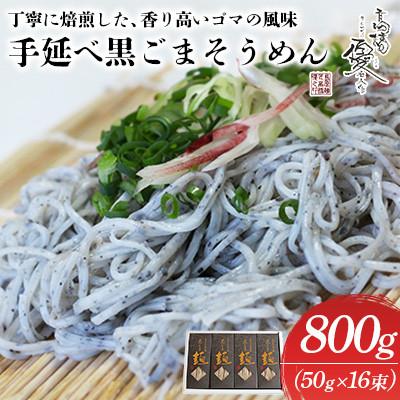 ふるさと納税 南島原市 麺匠四代目 高橋 優名人作 手延べ黒ごまそうめん 800g(1束50g×16束)