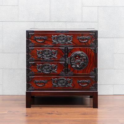 ふるさと納税 利府町 仙台箪笥 脚付帳場箪笥 拭き漆塗り(鶴亀松竹梅) 申込書返送後8〜12ヶ月程度で発送