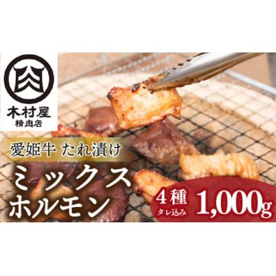 ふるさと納税 松山市 愛姫牛の極旨!タレ漬けミックスホルモンセット(1kg)|愛媛ブランド牛