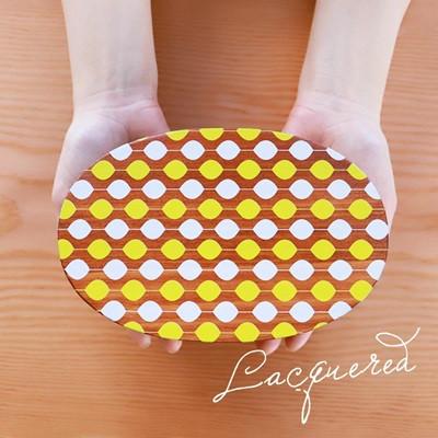 ふるさと納税 海南市 曲げわっぱ弁当箱 北欧ドット 1段 600ml 漆塗り(茶)