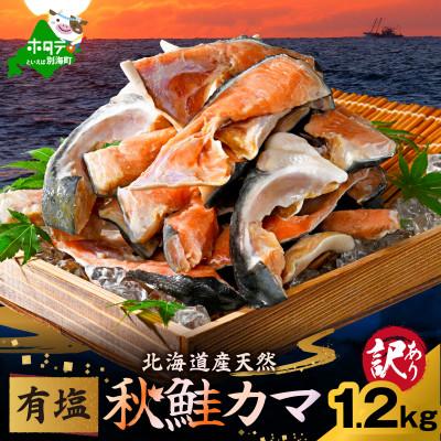 ふるさと納税 別海町 北海道産天然鮭カマ 訳あり 1.2kg 有塩 冷凍 レンチンOK 簡単便利な 無添加 国産 鮭のカマ