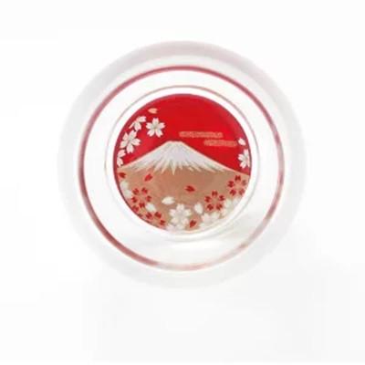 ふるさと納税 海南市 紀州塗り 【ぬりもん de Verre】 ダルマグラス 「蒔絵/富士山・赤」単品 200mlの画像